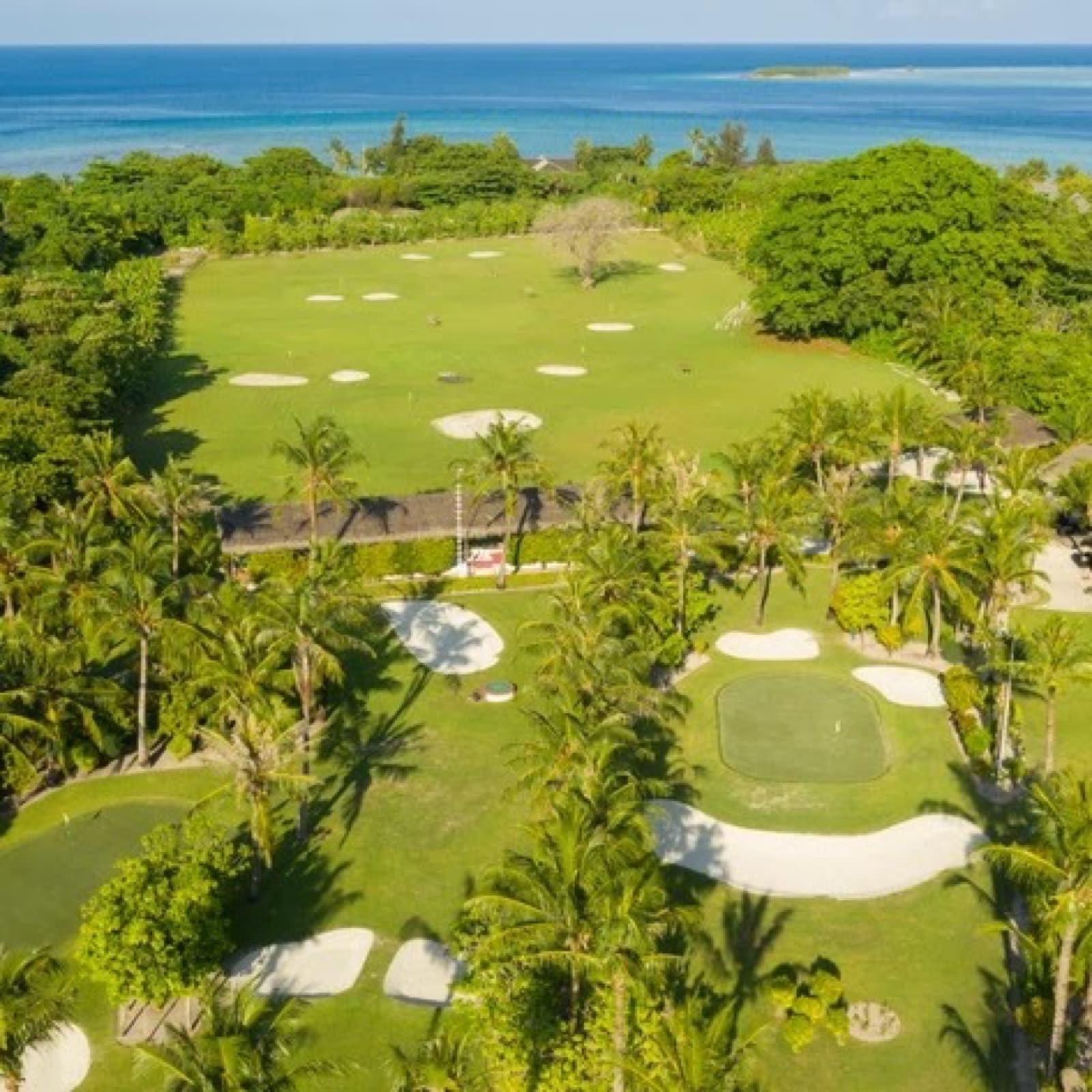 Aerial view of the golf course at Kuredu Island Resort and Spa